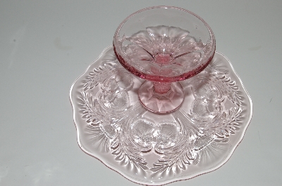 +MBA #S13-131   "Older Fancy Pink Glass Cake Server"