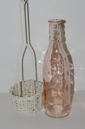 +MBA #S13-146  "2003  White Metal & Pink Bottle Votive Candle Holder"