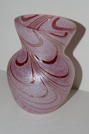 +MBA #S28-355   "2002 Fancy Pink & Red Art Glass Vase"