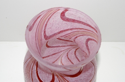 +MBA #S28-355   "2002 Fancy Pink & Red Art Glass Vase"