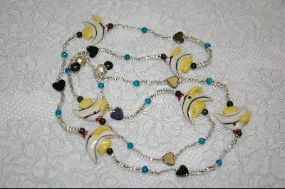 +MBA #6605   "6 Yellow Glass Angel Fish Beads