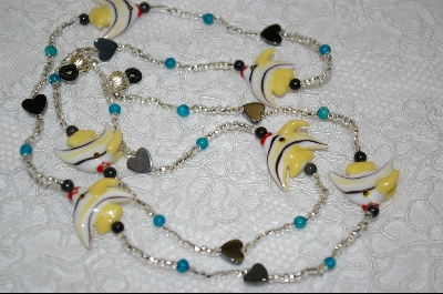 +MBA #6605   "6 Yellow Glass Angel Fish Beads
