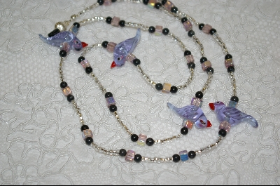 +MBA #6608   "4 Clear Lavender Glass Birds