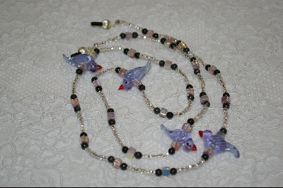 +MBA #6608   "4 Clear Lavender Glass Birds