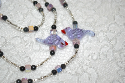 +MBA #6608   "4 Clear Lavender Glass Birds