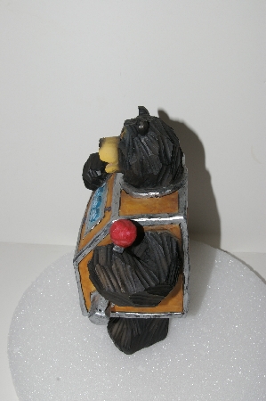 +MBA #S28-024   " 2005 Older Carved Resin Black Bear Slot Machine Bank"