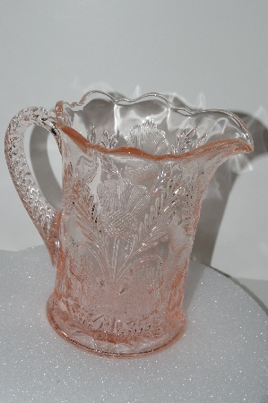 +MBA #S28-032   "Fancy Pale Pink Glass Water Pitcher"