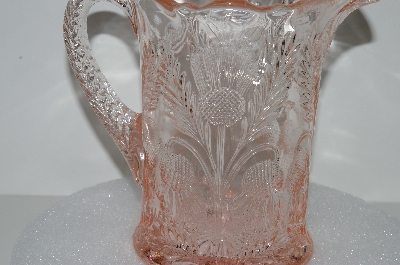 +MBA #S28-032   "Fancy Pale Pink Glass Water Pitcher"