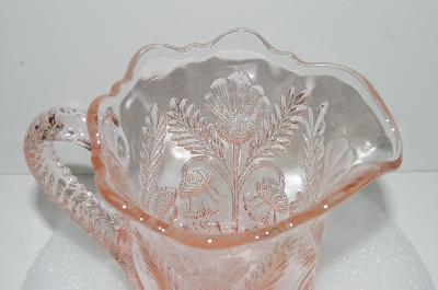 +MBA #S28-032   "Fancy Pale Pink Glass Water Pitcher"