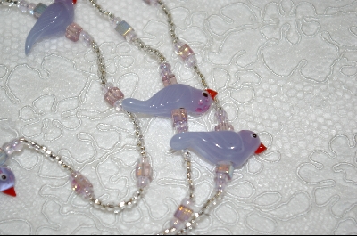 +MBA #6596  "5 Lavender Glass Hand Made Birds