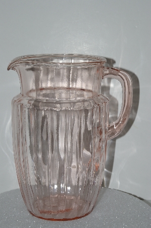 +MBA #S28-066  "1930's Pink Depression Glass Water Pitcher"