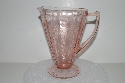 +MBA #S28-074   "Vintage Pink Depression Glass Poinsettia Pitcher"
