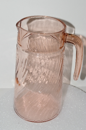 +MBA #S28-082   "Arcoroc France Pink Depression Glass Pitcher"