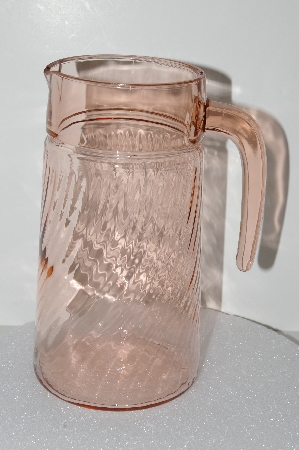 +MBA #S28-082   "Arcoroc France Pink Depression Glass Pitcher"