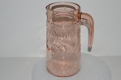 +MBA #S28-082   "Arcoroc France Pink Depression Glass Pitcher"