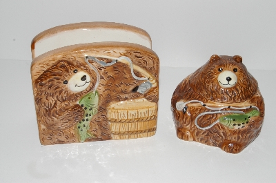 +MBA #S28-240  "Brown Bear Napkin Holder & Covered Dish Set"