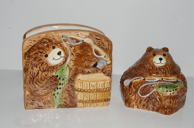 +MBA #S28-240  "Brown Bear Napkin Holder & Covered Dish Set"