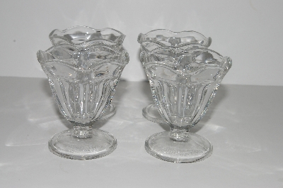 +MBA #S28-227  "Older Set Of 4 Clear Glass Ice Cream Dish's"