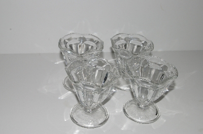 +MBA #S28-227  "Older Set Of 4 Clear Glass Ice Cream Dish's"