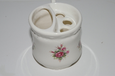 +MBA #S28-192   "Older Athena Rose Ceramic Cup & Tooth Brush Holder"