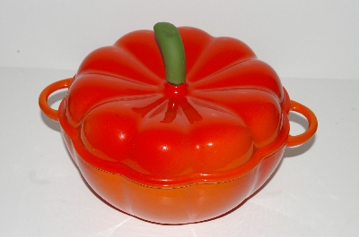 +MBA #S28-142   " 2006 Technique Eameled Cast Iron 3 Qt Pumpkin Pot"