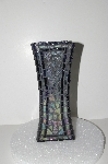 +MBA #S28-011  "Hand Made & One Of A Kind Purple & AB Clear Glass Mosiac Vase"