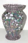+MBA #S31-126   "Large Hand Made Multi Colored Stained Glass Floral Vase"