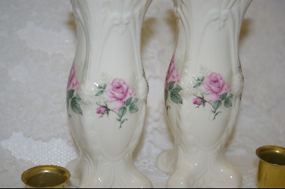 +MBA #9793  2pc Candle Holders / Vases With Brass Inserts