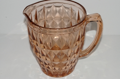 +MBA #S31-152   "Pink Depression Glass Diamond Pattern Water Pitcher"