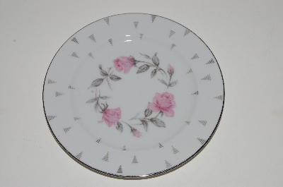 +MBA #S18-104  Set Of 7   "Charmaine By Sango Pink Roses & Platinum Trim Bread & Butter Plate"