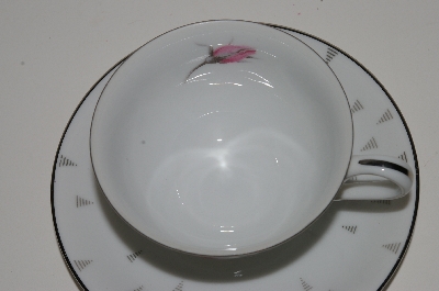 +MBA #S18-107  12 Piece     "Charmaine By Sango Pink Roses & Platinum Trim Tea Cup & Saucer Set"