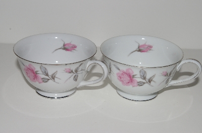 +MBA #S18-111   "Charmaine By Sango Pink Roses & Platinum Trim Set Of 2 Tea Cups"