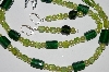 +MBA #B1-147   "Green Glass Lampworked Bead & Pearl Necklace & Earring Set"