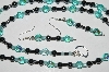 +MBA #B1-132   "Blue AB Crystal & Hemalyke Bead Necklace & Earring Set"