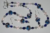 +MBA #B1-033  "Fancy Art Glass Blue Bead & Pearl Necklace & Earring Set"