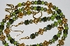 +MBA #B2-033  "Vintage Green Glass Bead & Pearl Necklace & Earring Set"