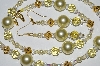 +MBA #B3-091  "Fancy Yellow Glass Pearl & Crystal Necklace & Earring Set"