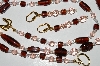 +MBA #B3-118  "Brown Glass & Pink Crystal Bead Necklace & Earring Set"