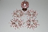 +MBA #B3-123  "Set Of 5 Hand Beaded Pink & Silver Bead & Pink Crystal Ornament Covers"