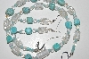 +MBA #B4-2920  "Fancy Clear Art Glass Beads & Turquoise Necklace & Matching Earring Set"