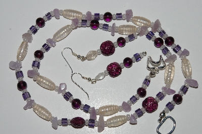 +MBA #B4-2965  "Amethyst, Luster Glass, Purple Glass Bead Necklace & Matching Earring Set"