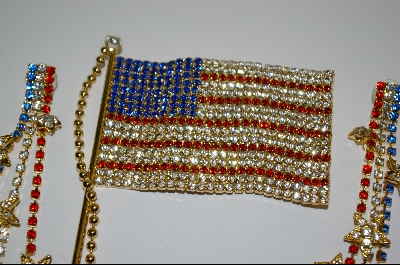 + "2002 Large American Flag Pin W/ Matching Pierced Earrings