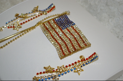 + "2002 Large American Flag Pin W/ Matching Pierced Earrings