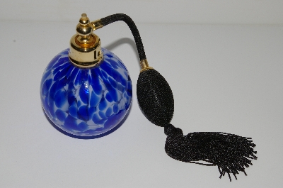 +MBA #B4-3033  "Blue Art Glass Atomizer Perfume Bottle"