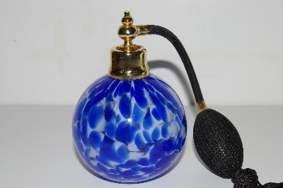 +MBA #B4-3033  "Blue Art Glass Atomizer Perfume Bottle"