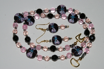 +MBA #B5-045  "Fancy Glass Dragonfly Bead Necklace & Matching Earring Set"