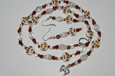 +MBA #B5-036  "Fancy Lamp Worked Glass Dog Paw Necklace & Matching Earring Set"