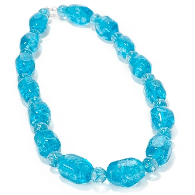 +MBA #B6-224  "14K White Gold Blue Quartz Crystal Necklace"