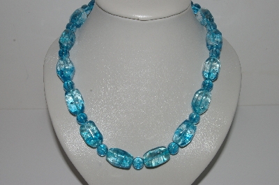 +MBA #B6-224  "14K White Gold Blue Quartz Crystal Necklace"