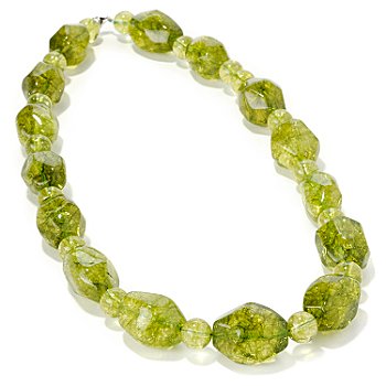 +MBA #B6-219  "14K White Gold Green Quartz Crystal Necklace"